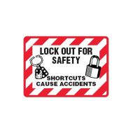 PF854218 Lockout Tagout Labels - Lockout For Safety Shortcuts Cause Accidents Labels