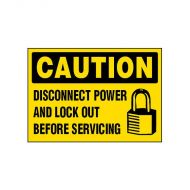 PF854230 Lockout Tagout Labels - Caution Disconnect Power & Lock Out Before Servicing Labels