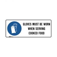 PF855739 Kitchen-Food Safety Sign - Gloves Must Be Worn When Serving Cooked Food 