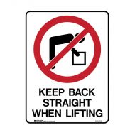 PF855772 Prohibition Sign - Keep Back Straight When Lifting 