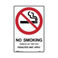 PF859610 Prohibition Sign - Vic - No Smoking Penalties May Apply 