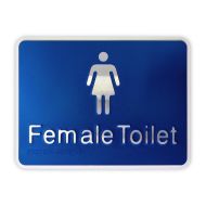 Premium Braille Sign - Female Toilet, 255mm (W) x 190mm (H), Anodised Aluminium