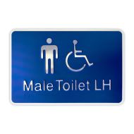 Premium Braille Sign - Male Access Toilet LH, 290mm (W) x 190mm (H), Anodised Aluminium