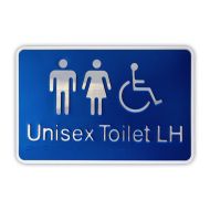 874635 Premium Braille Sign - Unisex Toilet LH B-W 