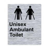 Braille Sign Unisex Ambulant Toilet - Stainless Steel, 180 x 220mm