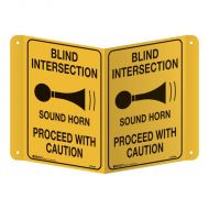 3D Warehouse Forklift Projecting Sign - Blind Intersection Sound Horn Proceed with Caution, 250 x 175mm, Poly