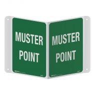 3D Exit and Evacuation Projecting Sign - Muster Point, 250 x 175mm, Poly