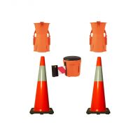 Brady EasyExtend Retractable Barrier Red/White, 2 x 900mm Cone and Adaptor Kit
