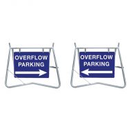Overflow Parking Signs & Swing Stand Kits, 600 x 450mm, Metal