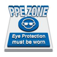 3D Floor Marking Mandatory Sign - PPE ZONE, Eye Protection Must be Worn, 450mm