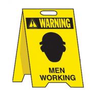 Heavy Duty Floor Stand - Warning-Men Working Style A Frame W300mm x H500mm Yellow