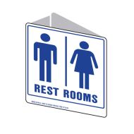 3D Projecting Sign - Rest Rooms, 225mm (W) x 225mm (H), Polypropylene