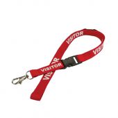 Lanyard with Trigger Snap Swivel Hook and Breakaway, 16mm, Visitor Red