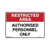 PF845085 Restricted Area Sign - Authorised Personnel Only 