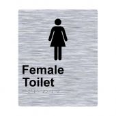Braille Sign Female Toilet - Stainless Steel, 180 x 220mm