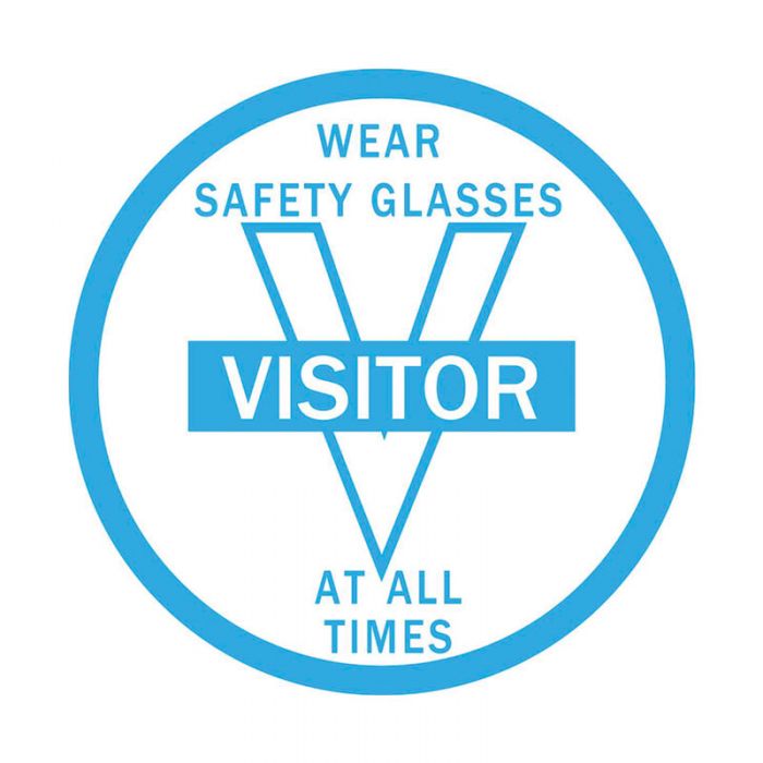 45333 Hard Hat Label - Visitor Wear Safety Glasses