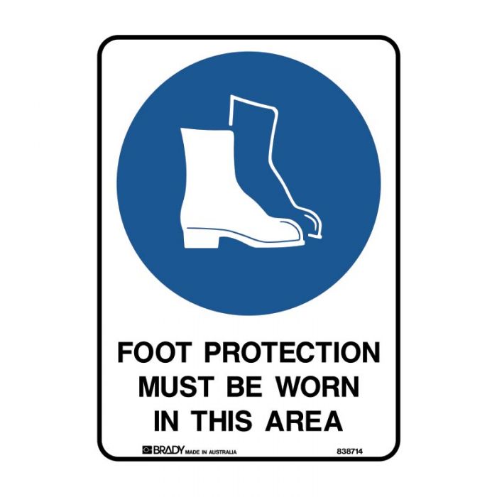 832130 Mandatory Sign - Foot Protection Must Be Worn In This Area 