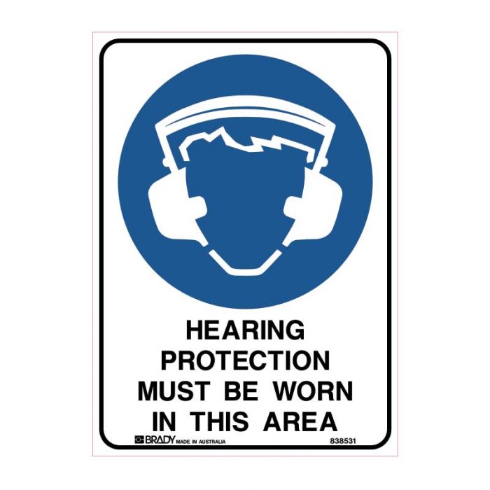 832132 Mandatory Sign - Hearing Protection Must Be Worn In This Area 