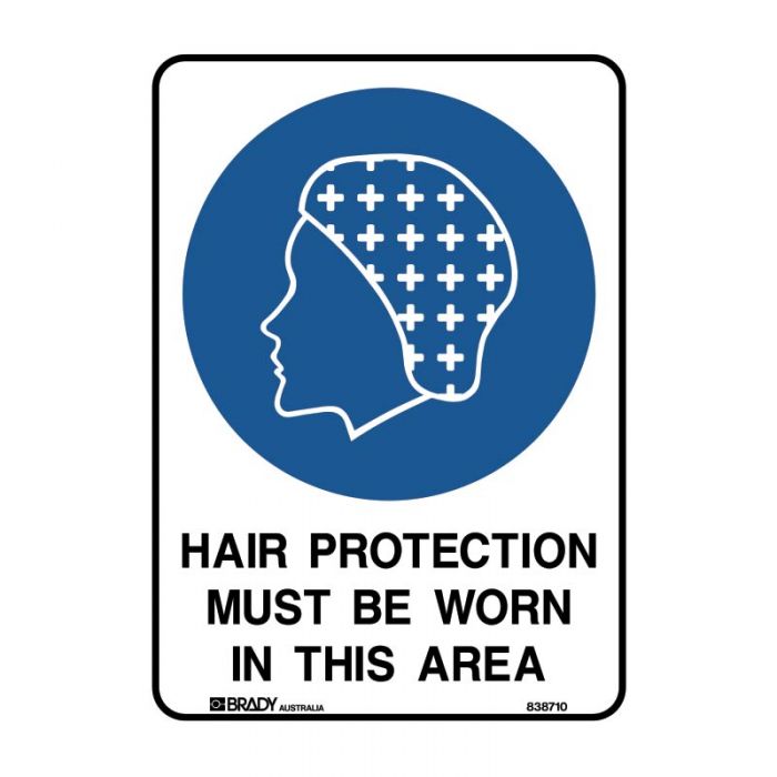 832138 Mandatory Sign - Hair Protection Must Be Worn In This Area 