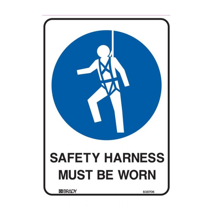 832159 Mandatory Sign - Safety Harness Must Be Worn 