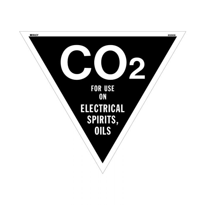 832508 Fire Equipment Sign - CO2 For Use On Electrical Spirits Oils 