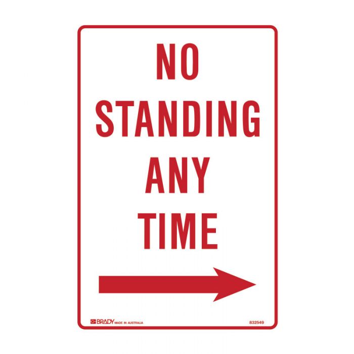 Parking & No Parking Sign - No Standing Any Time Arrow Right  