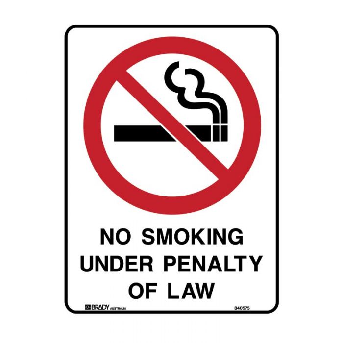 833247 Prohibition Sign - No Smoking Under Penalty Of Law 