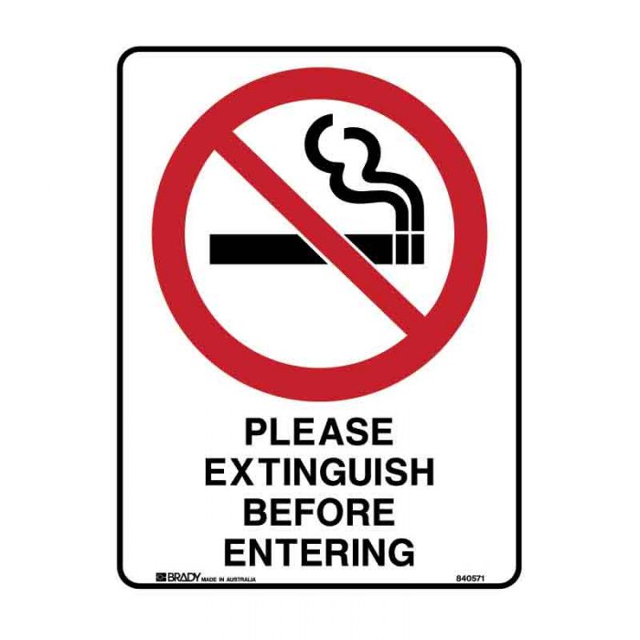 833250 Prohibition Sign - Please Extinguish Before Entering 