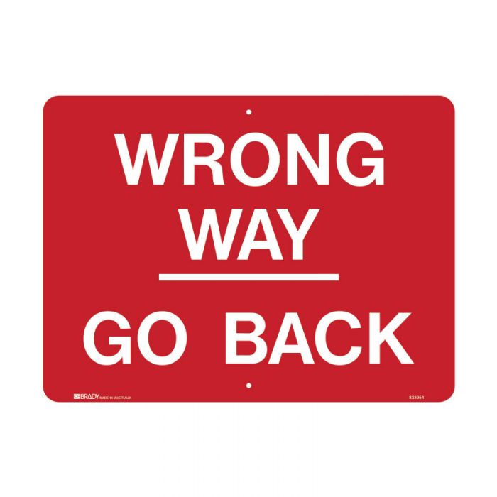 833954 Directional Traffic Sign - Wrong Way Go Back 