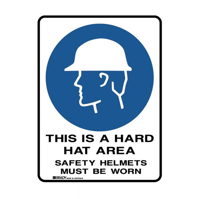 834026 Mandatory Sign - This Is A Hard Hat Area Safety Helmets Must Be Worn 
