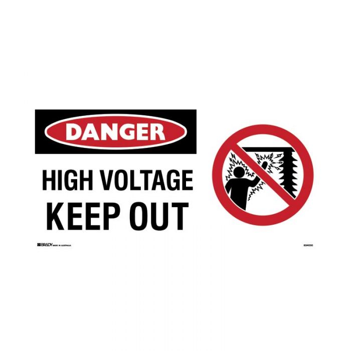 834030 Danger Sign - High Voltage Keep Out + Symbol 