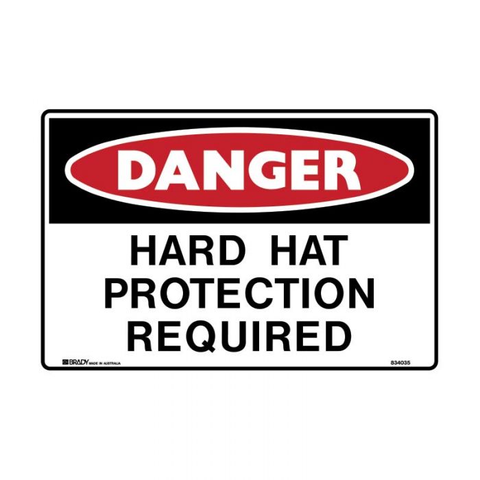 834035 Danger Sign - Hard Hat Protection Required 