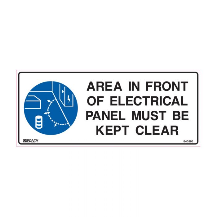 834642 Mandatory Sign - Area In Front Of Electrical Panel Must Be Kept Clear 