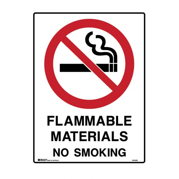 834716 Prohibition Sign - Flammable Materials No Smoking 
