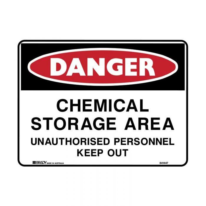 835133 Danger Sign - Chemical Storage Area Unathorised Personnel Keep Out 