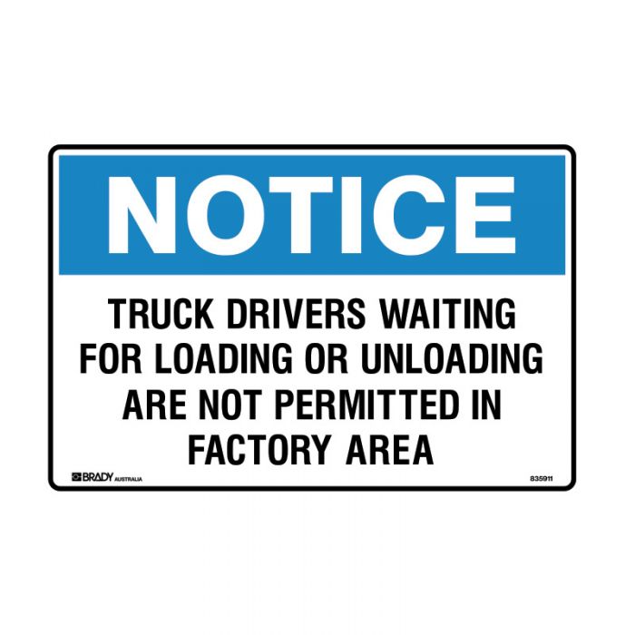 835910 Warehouse-Loading Dock Sign - Notice Truck Drives Waiting For Loading or Unloading.. 