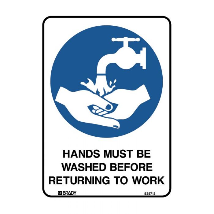 838713 Mandatory Sign - Hands Must Be Washed Before Returning To Work 