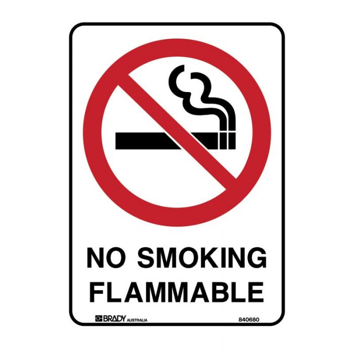 840674 Prohibition Sign - No Smoking Flammable 