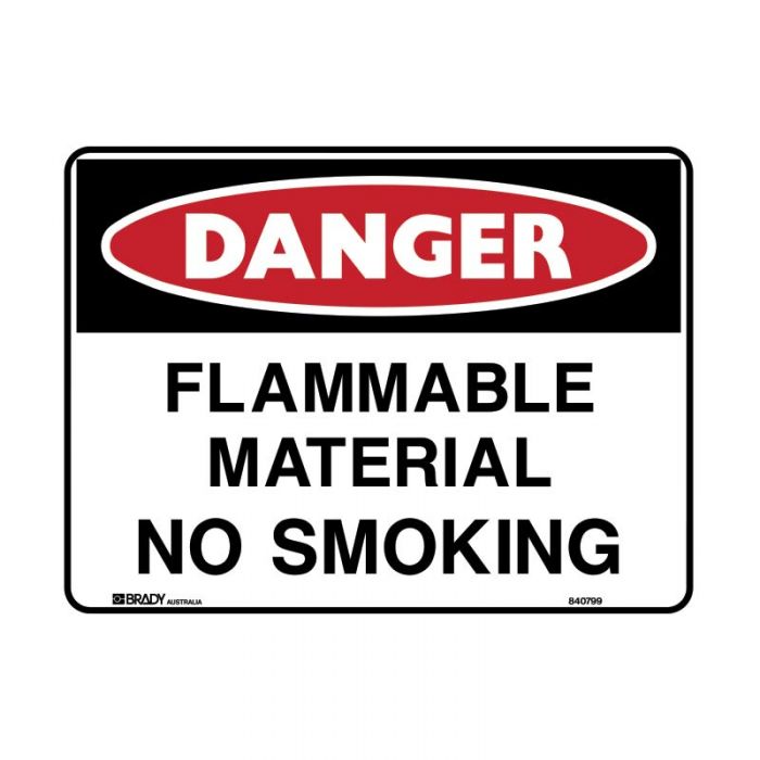 840799 Danger Sign - Flammanle Materials No Smoking 