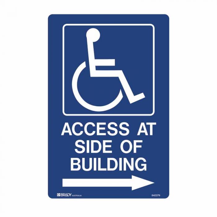 842279 Accessible Traffic & Parking Sign - Access At Side Of Building Arrow Right 