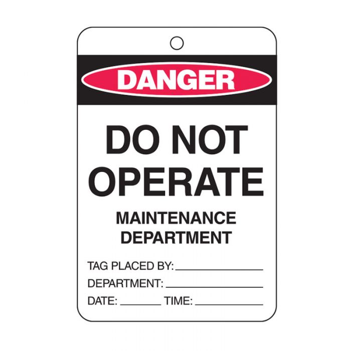 842364 Danger Do Not Operate Maintenance Department