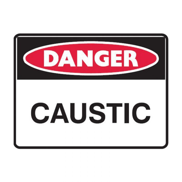 842506 Small Stick On Labels - Danger Caustic 