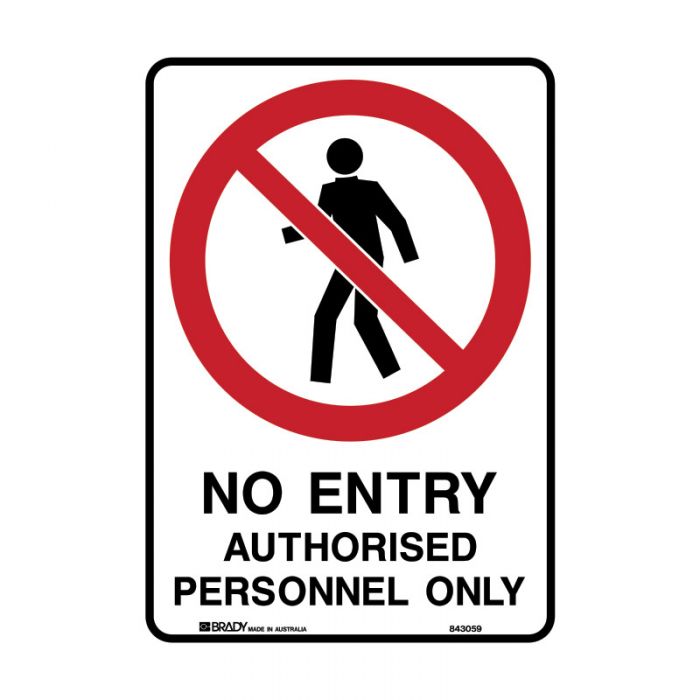 843059 A4 Safety Sign - No Entry Authorised Personnel Only 