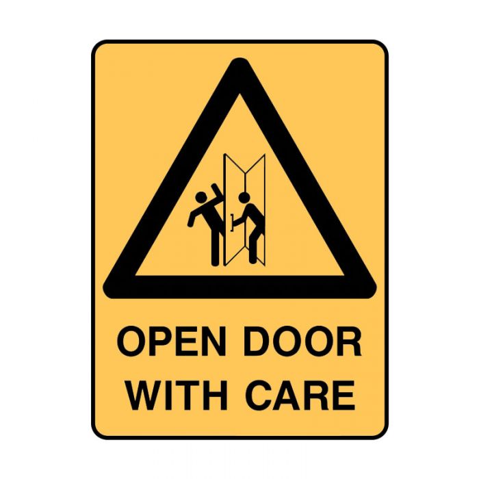 843231 A4 Safety Sign - Open Door With Care 