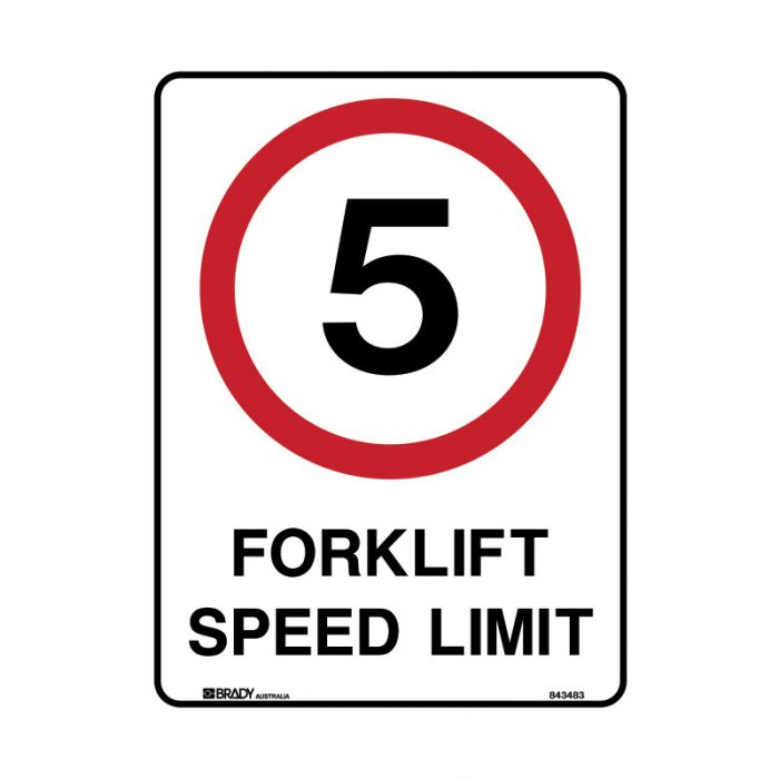 843481 Forklift Safety Sign - 5 Fork Lift Speed Limit 