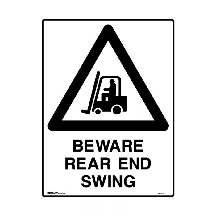 843530 Forklift Safety Sign - Beware Rear End Swing 