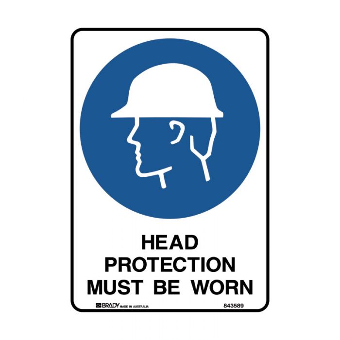 843589 A4 Safety Sign - Head Protection Must Be Worn 