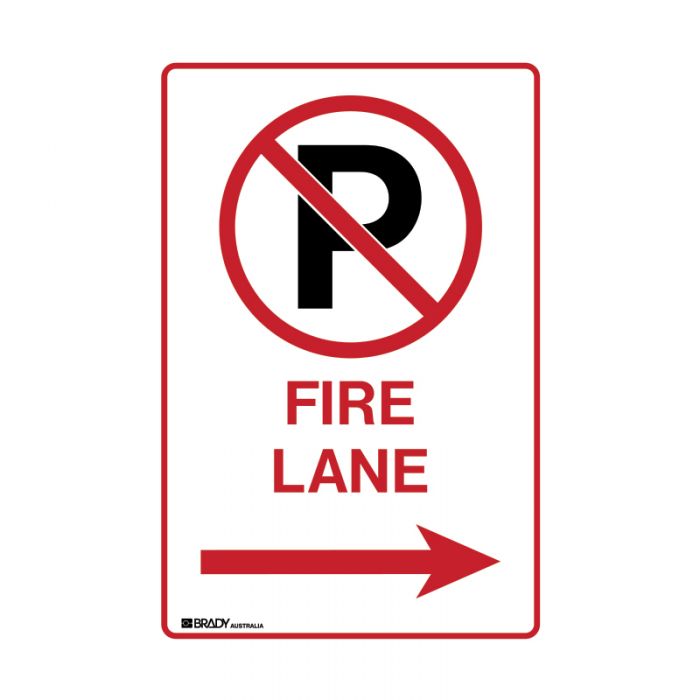 843981 Parking & No Parking Sign - No Parking Either Side Fire Lane with Right Arrow 
