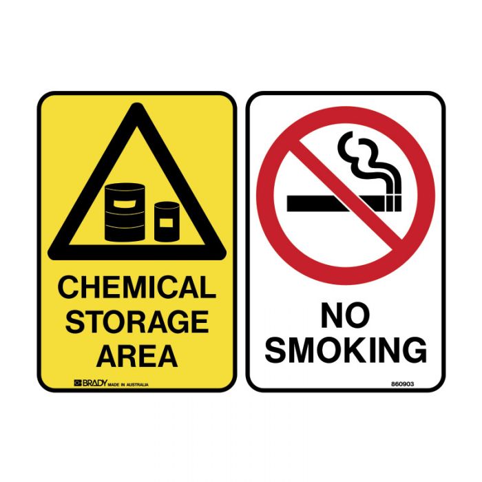 844052 Multiple Message Sign - Chemicals-No Smoking 