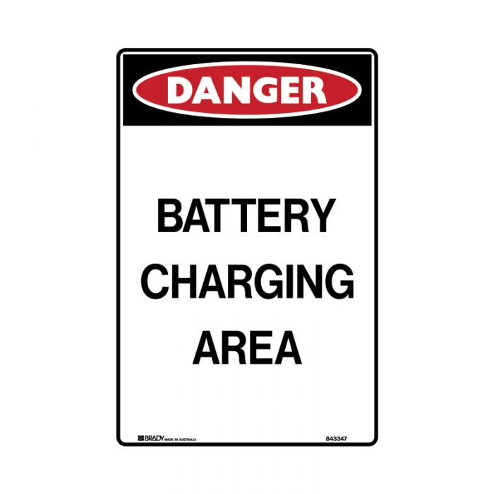 844328 Battery Charging Sign - Danger Battery Charging Area 